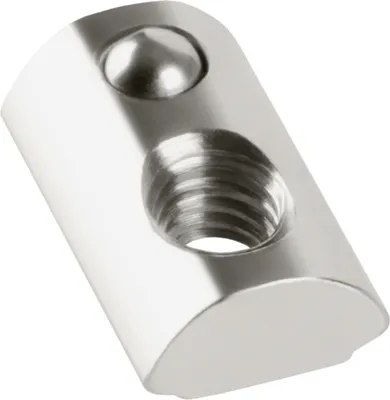 Produktbild von Nutensteine, Hammermutter, Nutmuttern, Nutsteine mit und ohne Federkugel TYP B, TYP I, vernickelt (Nutstein mit Federkugel Nut 8, M4, 50 Stück)