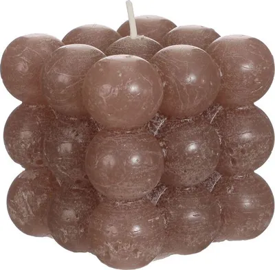 Produktbild von Bubble Kerze 8x8x8 cm, geruchlos, in vielen Farben wählbar | Wachs Kerze, Farbe:Taupe