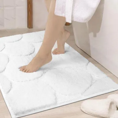 Obrázok produktu pre Uniqoos® Podložka pod vaňu – hustá, savá podložka z mikrovlákna, 40 x 60 cm, biela, umývateľná, s protišmykovou gumovou spodnou vrstvou