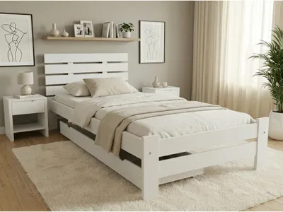 Produktbild von Hochbett PARIS 90 x 200 cm, weiß. Matratze: Deluxe-Matratze 10 cm, Lattenrost: Mit Lattenrost