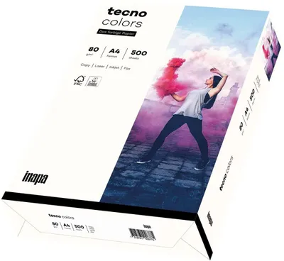 Produktbild von inapa farbiges Druckerpapier, buntes Papier tecno Colors: 80 g/m², A4, 500 Blatt, naturweiß