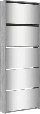 Immagine prodotto di vidaXL Scarpiera con specchio 5 scomparti Grey Sonoma 63x17x169,5 cm