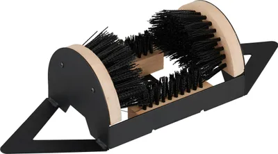Produktbild von Relaxdays Schuhabstreifer mit Rundum-Bürsten, Fußabtreter Außenbereich, robuste Borsten, Bodenbefestigung, schwarz/natur