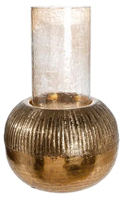 Windlicht aus Aluminium, goldfarben, Höhe 46,5 cm, Ø 30 cm