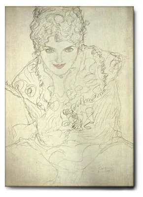 Immagine prodotto di Giallobus - Ragazza che si sostiene il mento - Gustav Klimt - 100L x 140l cm - Quadro - Tela Canvas Telaio Standard
