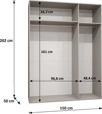 Produktbild von MEBLE KRYSPOL, Kleiderschrank, Schrank 150 cmx202x52, Weiß, Gold