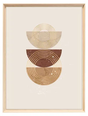 Image de Tableau mural encadré formes solaires abstraites 60x80 cm, Tableau mural moderne pour décoration intérieure