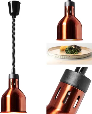 Obrázek produktu pro Expondo Royal Catering Teplá lampa – mosazný vzhled – 17,5 x 17,5 x 25 cm – – ocel – výškově nastavitelná