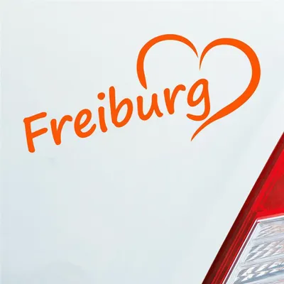 Produktbild von Auto Aufkleber Freiburg Herz Stadt City Liebe Love Heimat 18x8 cm Orange Sticker Heckscheibenaufkleber
