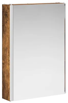 Image de Armoire de salle de bain avec miroir vidaXL, chêne fumé, 43 x 11,5 x 60,5 cm