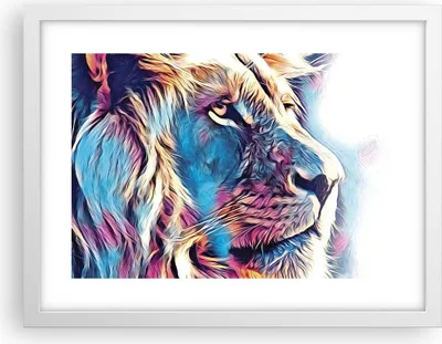 Produktbild von Gerahmtes Poster - Weißer Rahmen - Löwe Mähne Märchen - 40x30 cm - Wand Bild - Wanddeko - Wandbilder - Kunstposter - Wandposter - Bilderrahmen - Bilder - Kunstdruck - Wanddekoration - P2WAA40x30-4713
