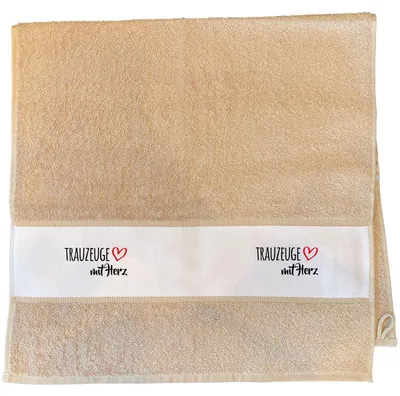 Produktbild von Huuraa Handtuch Trauzeuge mit Herz 50x100cm Sand Baumwolle Handtuch Geschenkidee