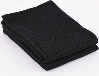 Produktbild von SCHÖNER LEBEN. Geschirrtuch 2er Set Waffelpique einfarbig 50x70cm verschiedene Farben Farbe schwarz