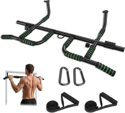 Produktbild von Zugstange für Türrahmen – Klimmzugstange – Training zu Hause – 10 Griffpositionen – 65-92 cm – Schwarz