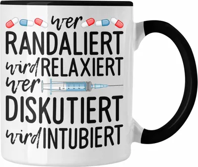 Produktbild von Trendation - Krankenschwester Tasse Geschenk Propofol Spritze Geschenk Krankenschwestern Kaffeetasse Arzt Ärtzin Arzthelferin (Schwarz)