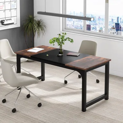 Immagine prodotto di Scrivania Wanbor, 160 x 80 cm, scrivania per computer ideale per l'ufficio domestico, scrivania per 2 persone, design industriale, colore nero/marrone