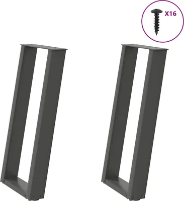 Image de Pieds de table console en U, 2 pièces, anthracite, 38 x (72-73) cm, acier