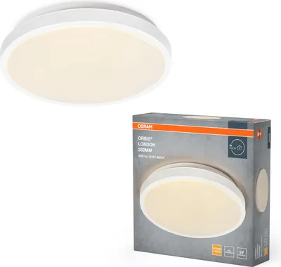 Image de OSRAM ORBIS LONDON Plafonnier LED 280mm, blanc, 16W, 2000lm, couleur de lumière blanc chaud, répartition très homogène de la lumière, longue durée de vie, module LED fixe, rond, classe de protection IP20, 3000K