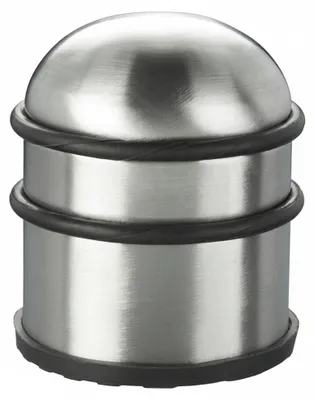 Immagine prodotto di Fermaporta Relaxdays, per porte e finestre, in acciaio inossidabile e gomma, alto e rotondo, per interni, paracolpi da pavimento, ∅ 7 cm, argento