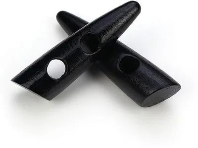 Produktbild von 30 mm lange schwarz wigvormige Jasknöpfe mit 2 Löchern
