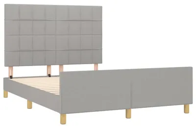 Imagen del producto de Cama sin colchón tela gris claro 140x190 cm