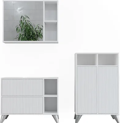 Zdjęcie produktu dla Zestaw mebli łazienkowych Vicco Leano Biały 80 cm, zestaw 2, Model 53259