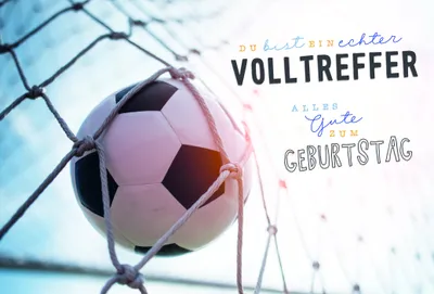 Produktbild von Geburtstag  Karte mit Briefumschlag Fußball im Tor, Volltreffer