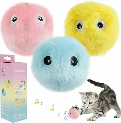 Produktbild von Interaktives Katzenspielzeug mit schreienden Vögeln, Fröschen und Grillen, Plüsch-Katzenbällen zum Jagen (3 Stück)