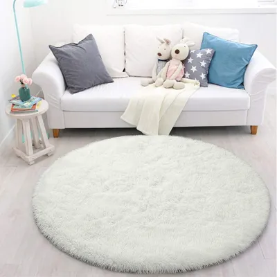 Produktbild von Runder Ultraweicher Teppich 140 x 140 cm - Rutschfest für Wohnzimmer und Kinder