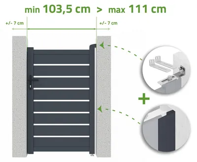 Produktbild von Verstellbare Torbreite 1m VOGEL H.160cm grau Aluminium