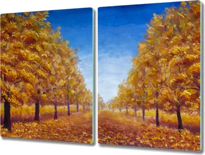 Produktbild von Coloray Schneidebrett Herdabdeckplatte 2x40x52 cm Kochplattenabdeckung Hackbrett Küchenbrett - Bäume im Herbst