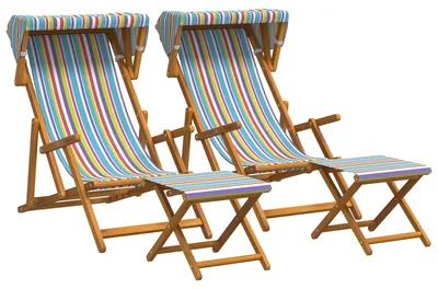 Immagine prodotto di vidaXL Sedia a sdraio, 4 pezzi, 3 posizioni, legno di eucalipto massello, multicolore