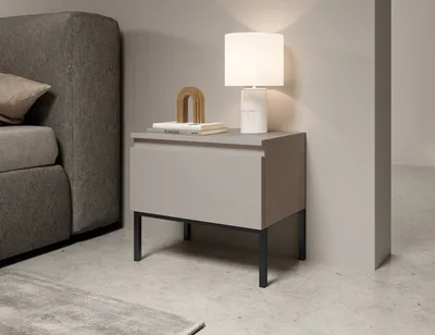 Produktbild von Selsey Nachttisch Bemmi - Nachtschrank, Beige mit schwarzen Beinen