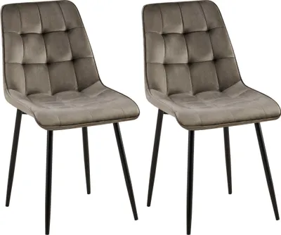 Produktbild von 2er Set Esszimmerstuhl DARID - Samt Anthrazit 47x61x89 cm | Essstühle Esszimmerstühle Küchenstühle Wohnzimmerstühle
