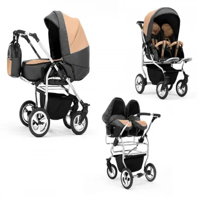 Produktbild von Zwillingskinderwagen 4 in 1 Duo inkl. Autositze - 13 Teile - in 20 Farben