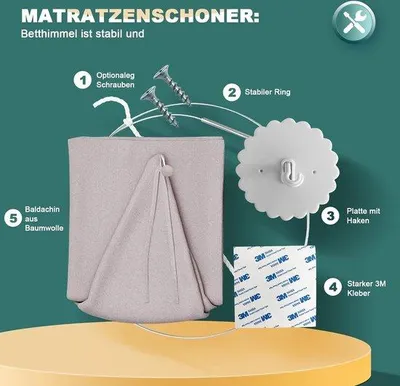Produktbild von Famanu Betthimmel | Baldachin für Kinderzimmer | Dekoration für Babybett und Spielzimmer in Grau