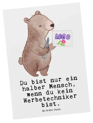 Produktbild von Mr. & Mrs. Panda Ansichtskarte Werbetechniker Herz - Weiß - Geschenk, Grußkarte, Ansichtskarten, Kunstkarten, Postkarte, Postkarten, Fotokarte