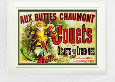 Produktbild von Vintage Gerahmtes Bild Mit Edlem Passepartout | Wand-Bilder | Im Bilderrahmen - Aux Buttes Chaumont, Jouets Et Objets Pour‰trennes, Jules Cheret, 1885 (30 x 40 cm)