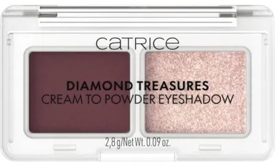 Imagen del producto de CATRICE Diamond Treasures, sombra de ojos, polvo, suavizante, multiefecto, tono Burgundy Glitz, 2 colores, mate, con brillo