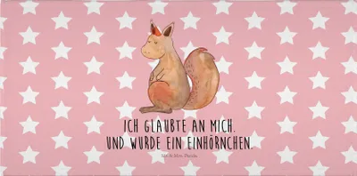 Produktbild von Mr. & Mrs. Panda Flauschtuch Einhorn Glauben - Rot Pastell - Geschenk, handtuch baumwolle, gesichtstuch, Eichhorn, Unicorn, Eichhörnchen, Frotteehandtuch, Einhörner