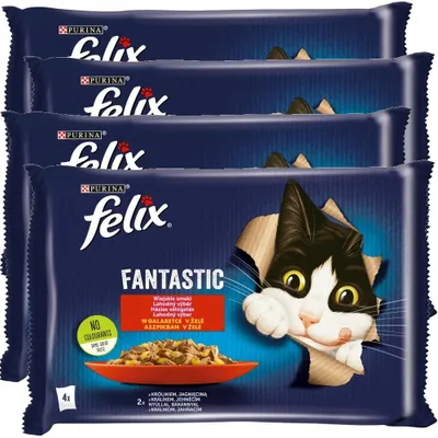 Zdjęcie produktu dla Felix Fantastic Karma Dla Kotów Wiejskie Smaki W Galaretce 4x340g (16x85g) Królik I Jagnięcina