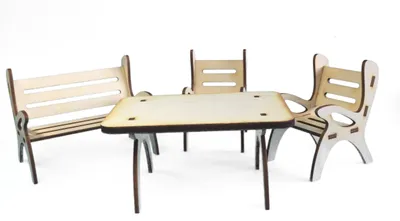 Productafbeelding van Houten Tuinmeubel Set voor Kinderen, 4-delig