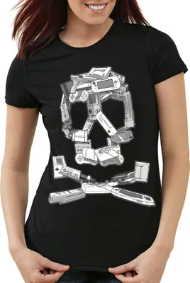 Produktbild von style3 Gamer Totenkopf Damen T-Shirt super konsole kart NES SNES zelda mario sonic wii, Farbe:Schwarz, Größe:M