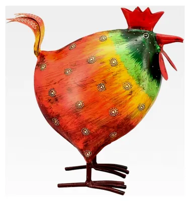 Produktbild von Buntes Deko-Huhn aus Metall für Garten und Haus