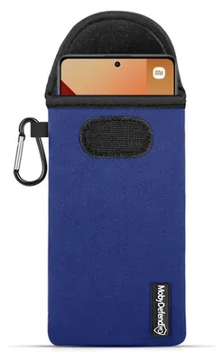 Productafbeelding van MobyDefend Hoesje - Geschikt voor Xiaomi Redmi Note 13 Pro 4G - Neopreen Pouch Met Karabijnhaak - Insteek - Riemlus - Blauw