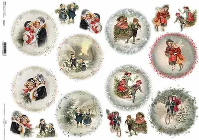 Zdjęcie produktu dla Papier ryżowy do decoupage ITD-R347L - A3 obrazki dzieci vintage Boże Narodzenie