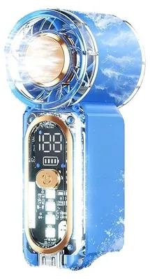 Image de Ventilateur de poche, 100 vitesses, batterie 2000 mAh, couleur bleue
