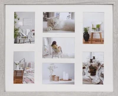 A collage of six framed photos showcasing different home decor scenes.