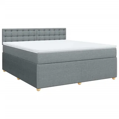 Produktbild von Boxspringbett mit Matratze Hellgrau 180x200 cm Stoff