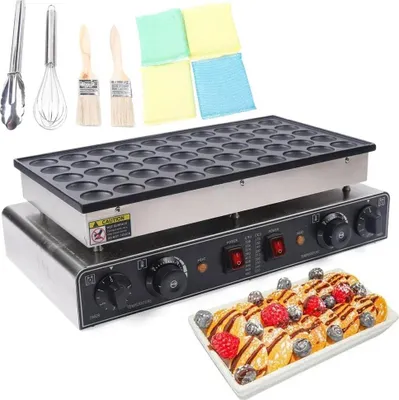 Produktbild von Poffertjes Maker - Elektrische Backplatte - 50 Mulden - 2×850 W - Thermostat 50–300 °C - Antihaft Gussaluminium